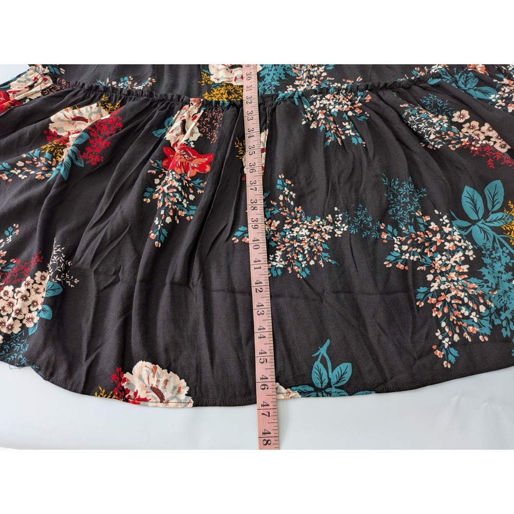Lovestitch Floral Prairie Midi Dress Black Tassel Tie Boho Cottagecore Small - Picture 7 of 8
